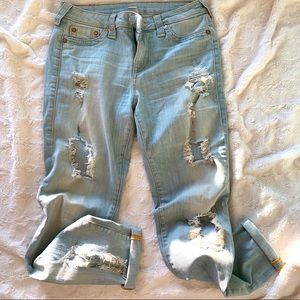 True Religion super skinny denim jeans ripped
